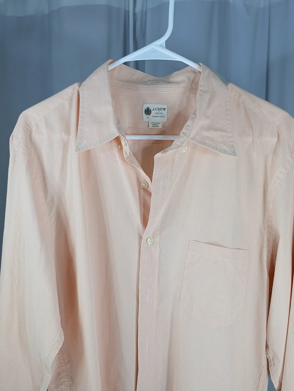 J. Crew Men’s Light Peach Long-Sleeve Button-Up Shirt